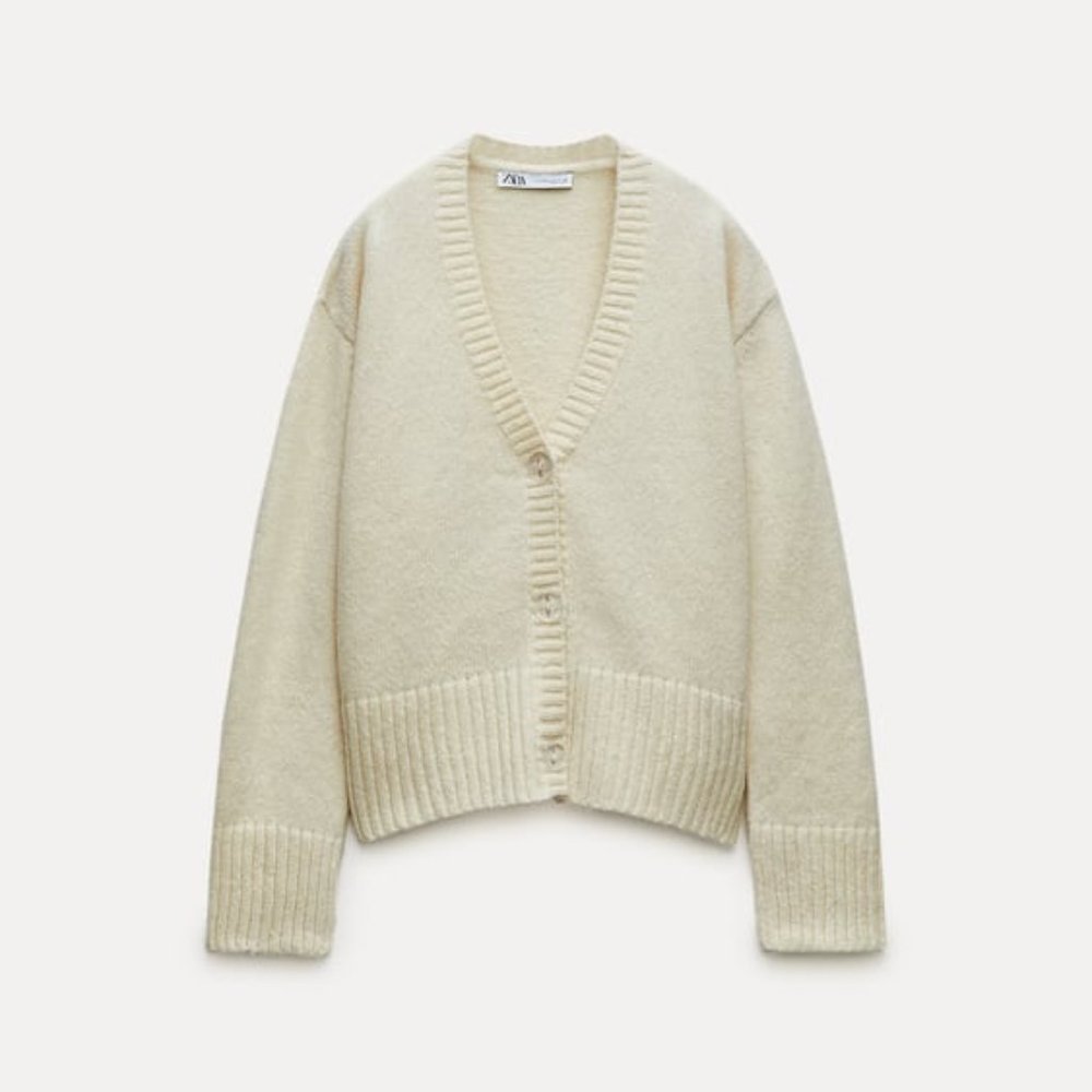 NWT ZARA WOOL BLEND V-NECK CARDIGAN S, M, L, XL 3534